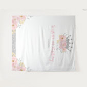 シルバーピンククラウンプリンセス誕生日フォトブース タペストリー (正面(横))