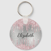 シルバーピンクグリッターは金属モノグラム名を乾燥させる キーホルダー (裏面)