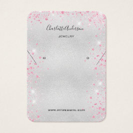 シルバーピンクグリッターイヤリング写真表示カード