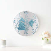 シルバーピンクグリッターウィンターメタリックブルーホリデーズ ラージ壁時計 (ホーム)