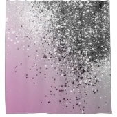 シルバーピンクグリッタードリーム#1(フェイクグリッター)#shiny シャワーカーテン (正面)