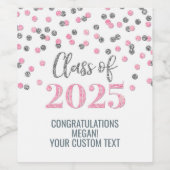 シルバーピンクグリッター2025年卒業クラス ワインラベル (シングルラベル)