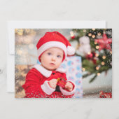 シルバーピンクサンタクロース誕生日写真 招待状 (裏面)