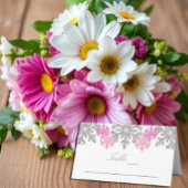 シルバーピンクスノーフレークスウィンターウェディング座席表 プレイスカード