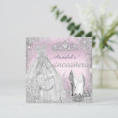 シルバーピンクスパークルドレスティアラキンセアニェラ 招待状 (スタンド正面)