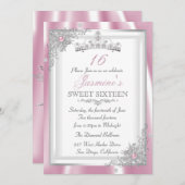 シルバーピンクダイヤモンドスノーフレークティアラ甘い16 招待状 (正面/裏面)
