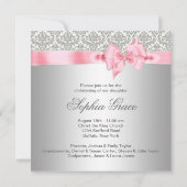 シルバーピンクダマスクボウガールフォト《キリスト教》洗礼式や命名式 招待状 (裏面)