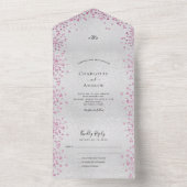 シルバーピンクハートエレガントな結婚式 オールインワン招待状 (内側)