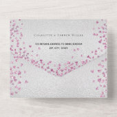 シルバーピンクハートエレガントな結婚式 オールインワン招待状 (裏面)