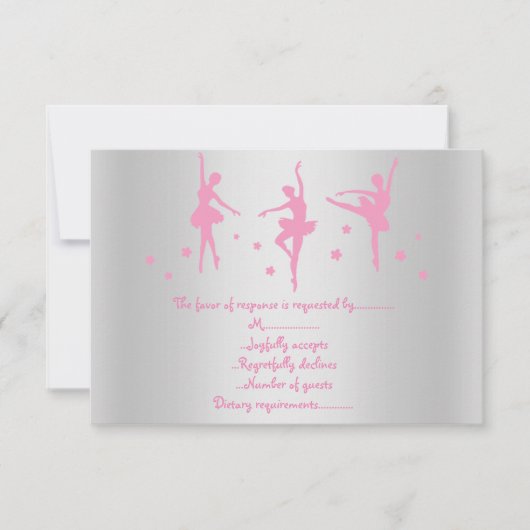シルバーピンクバレリーナRSVP 招待状 (正面)