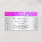 シルバーピンクパープルグリッタースターズダイヤモンドイニシャル 名刺 (裏面)