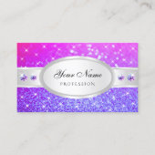 シルバーピンクパープルグリッタースターズダイヤモンド人気がある 名刺 (正面)