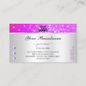 シルバーピンクパープルグリッタースターズダイヤモンド追加ロゴ 名刺 (裏面)