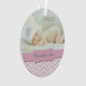 シルバーピンクフェイクグリッターベビー1stクリスマスフォト オーナメント (正面)