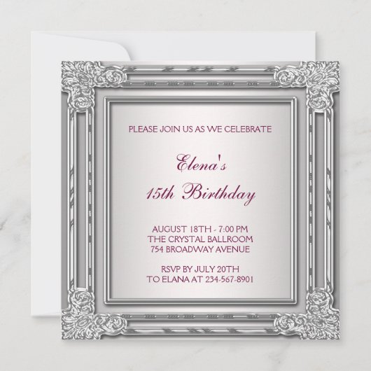 シルバーピンクフォトキンセアニェラ招待状 招待状 (裏面)