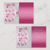 シルバーピンクフローラ披露宴カード エンクロージャーカード (正面/裏面)
