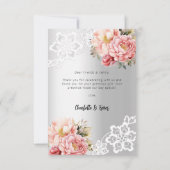 シルバーピンクフローラ結婚レースサンキューカード サンキューカード (裏面)
