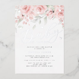 シルバーピンクフローラ蝶ベビーイン開花 箔招待状