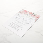 シルバーピンクフローラ蝶ベビーイン開花 箔招待状 (回転した状態)