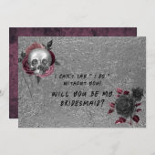 シルバーピンクブラックスカルヘッドブライダルパーティ提案 招待状 (正面/裏面)