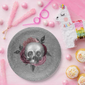 シルバーピンクブラックスカルヘ結婚ッド ペーパープレート (パーティー)