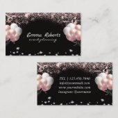 シルバーピンクブラックバルーンモダンイベント計画 名刺 (正面/裏面)