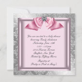 シルバーピンクブラックプリンセスベビーガールシャワー 招待状 (裏面)