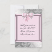 シルバーピンクブラックプリンセスベビーガールシャワーRSV 出欠カード (裏面)