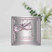 シルバーピンクブラックマスカレードパーティー 招待状 (スタンド正面)