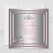 シルバーピンクブラックマスカレードパーティー 招待状 (裏面)