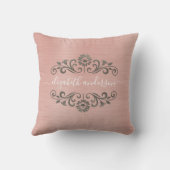 シルバーピンクモノグラム名スクリプト装飾用クッション クッション (裏面)