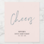 シルバーピンクレタリング応援大人の誕生日パーティー ワインラベル (シングルラベル)