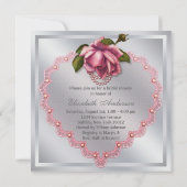 シルバーピンクローズハートブライダルシャワー 招待状 (裏面)