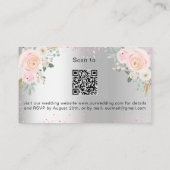シルバーピンク結婚フラワーズウェブサイトRSVP QRコード エンクロージャーカード (裏面)