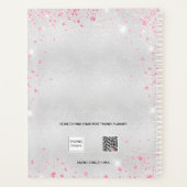 シルバーピンク花模様グリッターモノグラム プランナー手帳 (裏面)