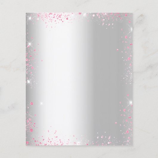 シルバーピンク花模様グリッター結婚式招待状 チラシ (裏面)