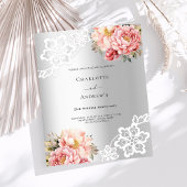 シルバーピンク花模様レース結婚25周年