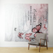 シルバーピンク蝶フォトバックドランドタペストリー タペストリー (インサイチュ(横))