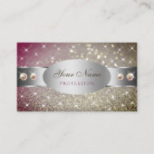 シルバーピンク金ゴールドグリッターライン石の目を引く 名刺 (正面)