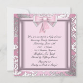 シルバーピンク&ブラックプリンセスベビーガールシャワー 招待状 (裏面)