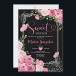 シルバーピンクSweet sixteen16thガールバースデーパーティー 招待状<br><div class="desc">ブラックピンクSweet sixteenシルバー16th女の子の誕生日パーティー招待状Mis Quince 15 Anos,  16誕生日.</div>