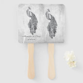 シルバーピーコック結婚式の引き出物ハンドファン ハンドファン (正面&裏面)