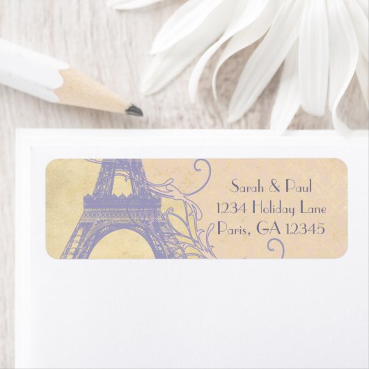 シルバーピーニーダマスクラベンダーヴィンテージエッフェルタワー ラベル (インサイチュ)