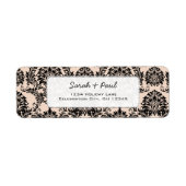 シルバーピーニーヴィンテージブラックダマスク差出人住所 ラベル (正面)