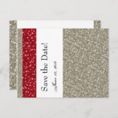 シルバーファンシーとレッドの日付を保存 案内ポストカード (正面/裏面)