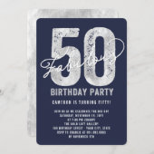シルバーファヴルー50歳の誕生日パーティー招待状 招待状 (正面/裏面)