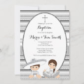 シルバーフィエスタボーイアンドガールバプティズム《キリスト教》洗礼式や命名式 招待状 (正面)