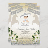 シルバーフィエスタボーイバプティスマ《キリスト教》洗礼式や命名式招待状 招待状 (正面/裏面)