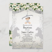 シルバーフィエスタボーイバプティスマ《キリスト教》洗礼式や命名式 招待状 (正面/裏面)