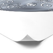 シルバーフィリグリーハート&ホワイトローズ ポスター (角)